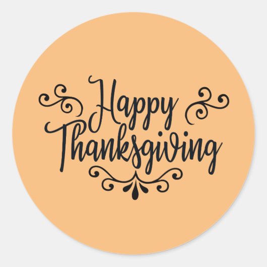 Happy Thanksgiving Ronde Sticker (Voorkant)