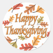 Happy Thanksgiving Ronde Sticker (Voorkant)