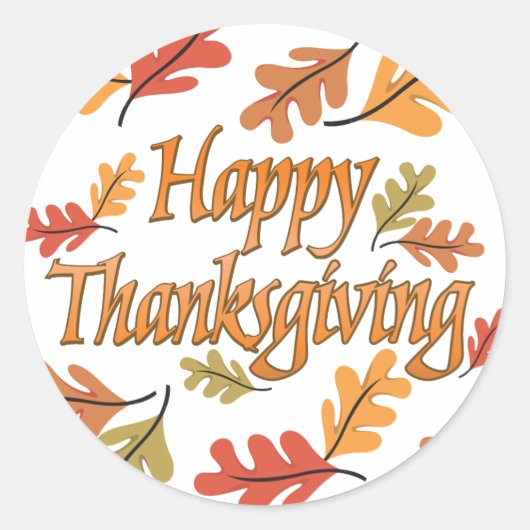 Happy Thanksgiving Ronde Sticker (Voorkant)