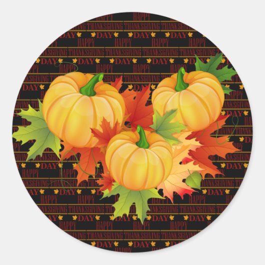 Happy Thanksgiving Ronde Sticker (Voorkant)