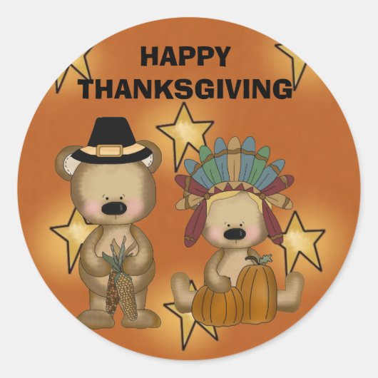 HAPPY THANKSGIVING RONDE STICKER (Voorkant)