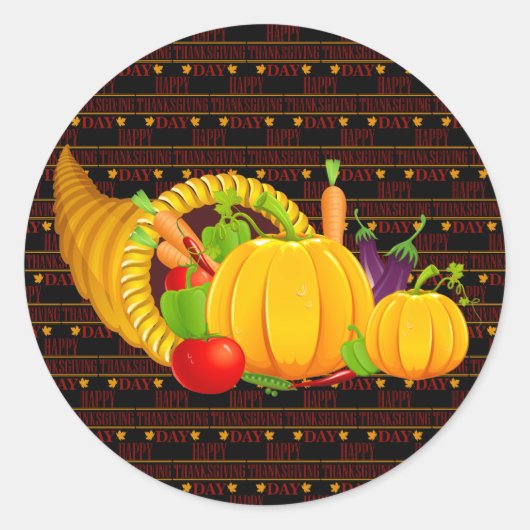 Happy Thanksgiving Ronde Sticker (Voorkant)