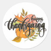 Happy Thanksgiving Ronde Sticker (Voorkant)