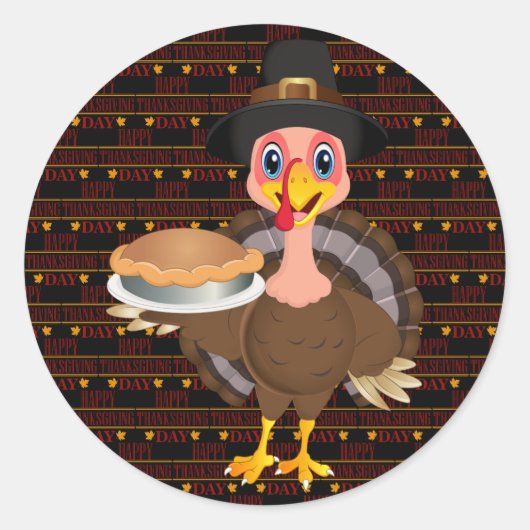 Happy Thanksgiving Ronde Sticker (Voorkant)