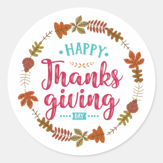 Happy Thanksgiving Ronde Sticker (Voorkant)