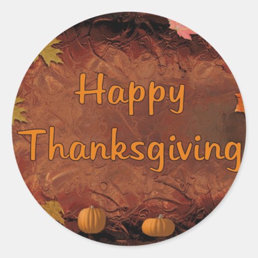Happy Thanksgiving Ronde Sticker (Voorkant)