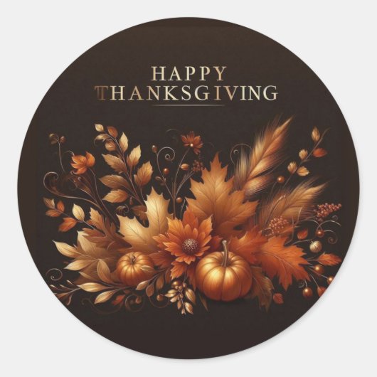 Happy Thanksgiving Ronde Sticker (Voorkant)
