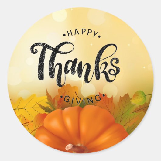 Happy Thanksgiving Ronde Sticker (Voorkant)