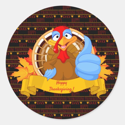 Happy Thanksgiving Ronde Sticker (Voorkant)
