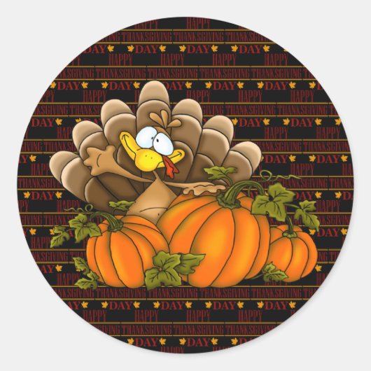 Happy Thanksgiving Ronde Sticker (Voorkant)