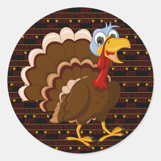 Happy Thanksgiving Ronde Sticker (Voorkant)