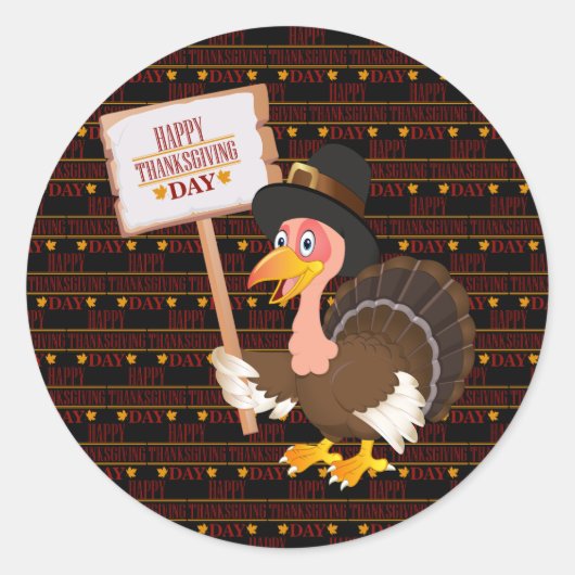 Happy Thanksgiving Ronde Sticker (Voorkant)