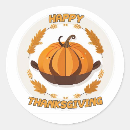 Happy Thanksgiving Ronde Sticker (Voorkant)