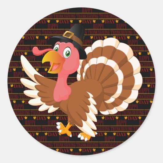 Happy Thanksgiving Ronde Sticker (Voorkant)