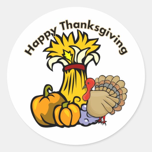Happy Thanksgiving Ronde Sticker (Voorkant)