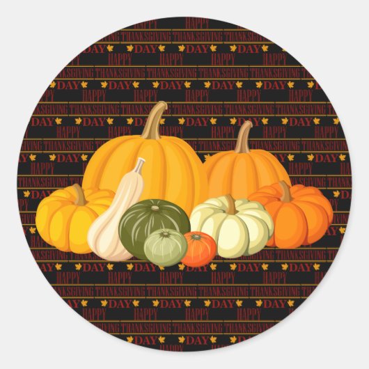 Happy Thanksgiving Ronde Sticker (Voorkant)
