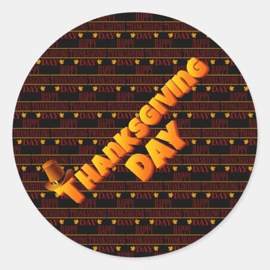 Happy Thanksgiving Ronde Sticker (Voorkant)