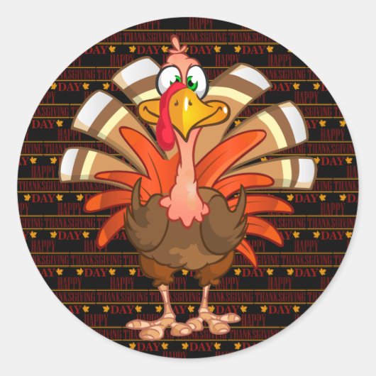 Happy Thanksgiving Ronde Sticker (Voorkant)