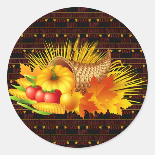 Happy Thanksgiving Ronde Sticker (Voorkant)