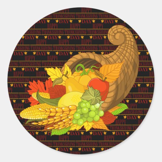 Happy Thanksgiving Ronde Sticker (Voorkant)
