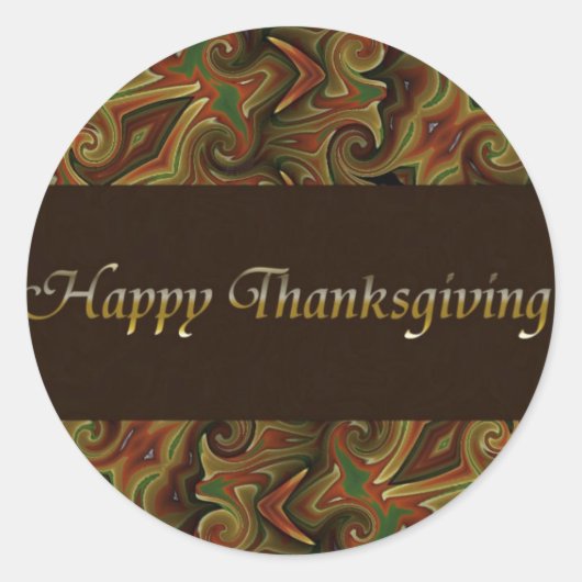 Happy Thanksgiving Ronde Sticker (Voorkant)