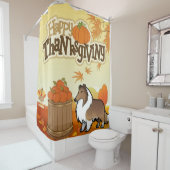 Happy Thanksgiving Rough Collie Douchegordijn (In situ)