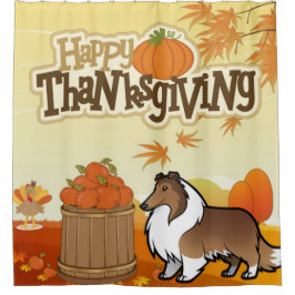 Happy Thanksgiving Rough Collie Douchegordijn