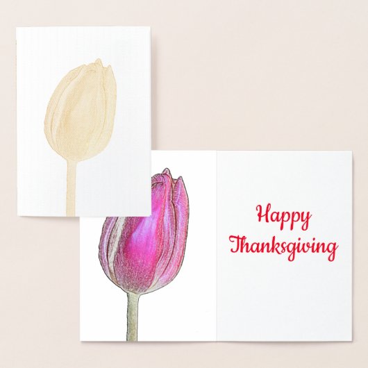 Happy Thanksgiving Roze Tulpen Bloemen Bloemen Folie Kaarten (Display)