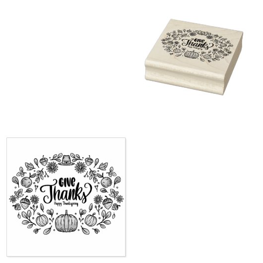 Happy Thanksgiving Rubberstempel (Gestempeld)