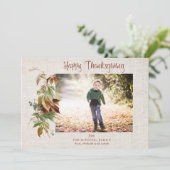 Happy Thanksgiving Rustic Autumn Leaves Foto Feestdagenkaart (Staand voorkant)