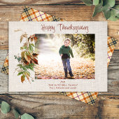Happy Thanksgiving Rustic Autumn Leaves Foto Feestdagenkaart