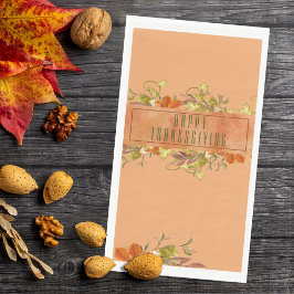Happy Thanksgiving Rustic Autumn Leaves Servet