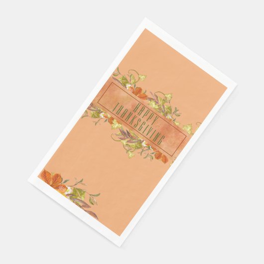 Happy Thanksgiving Rustic Autumn Leaves Servet (Hoek)