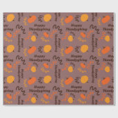 Happy Thanksgiving Rustic Autumn Pumpkins Naadloos Cadeaupapier (Vlak)