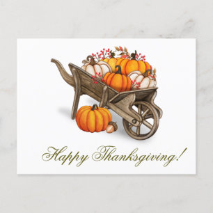 Happy Thanksgiving Rustic Country Pumpkin Wagon Briefkaart