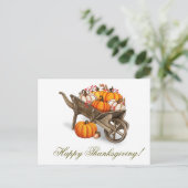 Happy Thanksgiving Rustic Country Pumpkin Wagon Briefkaart (Staand voorkant)