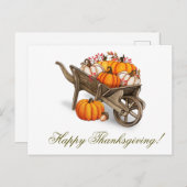 Happy Thanksgiving Rustic Country Pumpkin Wagon Briefkaart (Voorkant / Achterkant)