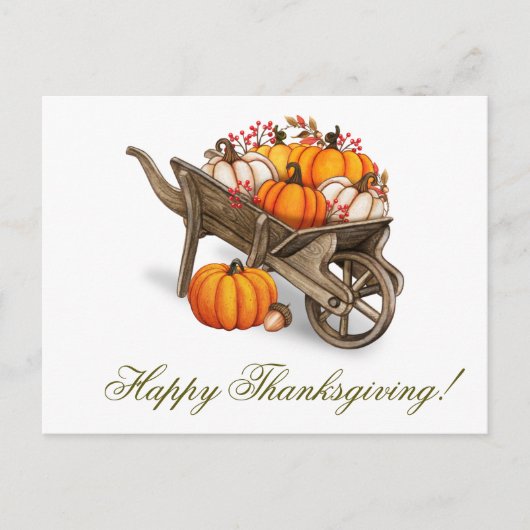 Happy Thanksgiving Rustic Country Pumpkin Wagon Briefkaart (Voorkant)