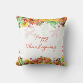 Happy Thanksgiving Rustic Floral Pumpkin Kussen