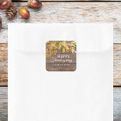 Happy Thanksgiving Rustic Vierkante Sticker