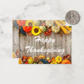 Happy Thanksgiving rustiek hout traditionele vakan Notitiekaartje (Voorkant / Achterkant in situ)