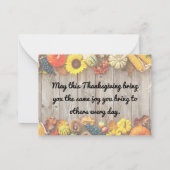 Happy Thanksgiving rustiek hout traditionele vakan Notitiekaartje (Achterkant)