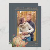 Happy Thanksgiving rustieke herfst pompoen foto Feestdagenkaart (Voorkant / Achterkant)