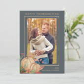 Happy Thanksgiving rustieke herfst pompoen foto Feestdagenkaart (Staand voorkant)