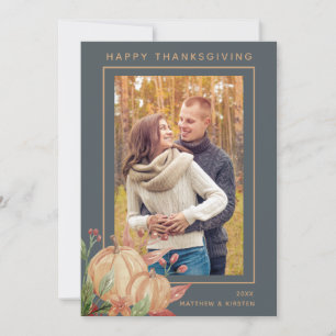 Happy Thanksgiving rustieke herfst pompoen foto Feestdagenkaart