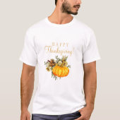 Happy Thanksgiving rustieke pompoen herfst bloemen T-shirt (Voorkant)