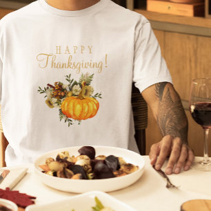 Happy Thanksgiving rustieke pompoen herfst bloemen T-shirt
