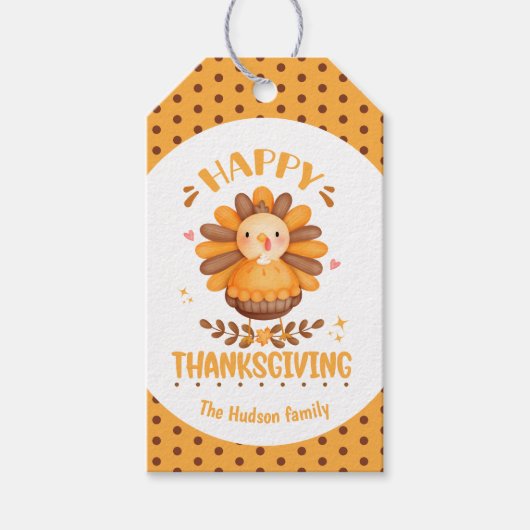 Happy Thanksgiving Schattige Turkije Cadeau Labels Cadeaulabel (Voorkant)