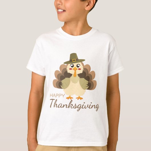 Happy Thanksgiving Schattige Turkije Herfst T-shirt (Voorkant)