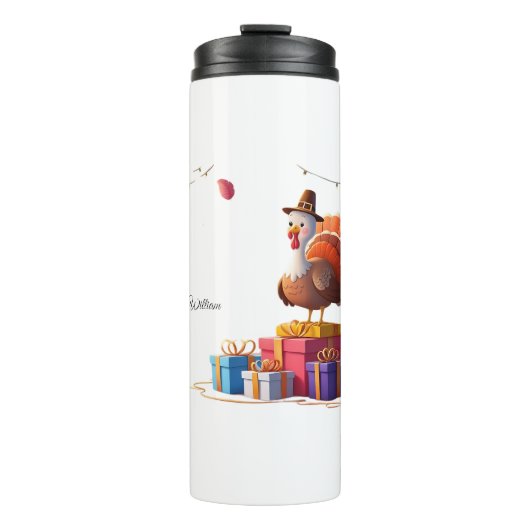 Happy Thanksgiving Schattige Turkije Reizen Thermosbeker (Voorkant)